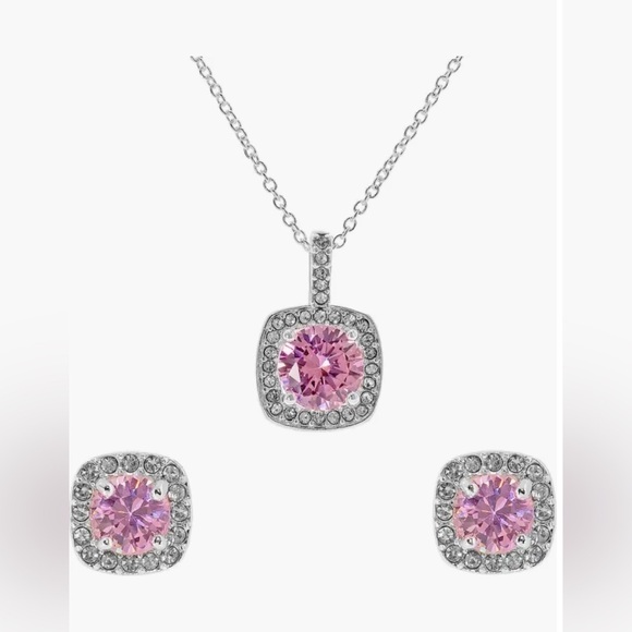 Danecraft Jewelry - Danecraft CZ Cushion Cut Pendant Necklace & Earrings Set